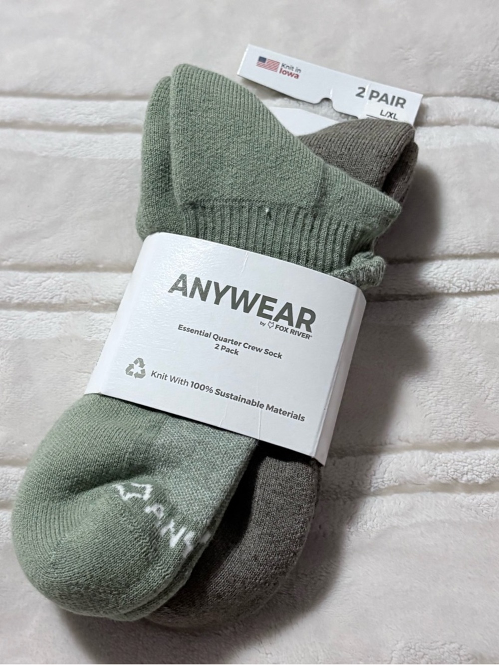 2-Pack Essential Quarter Crew Socks NWT